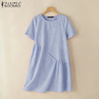 ZANZEA Striped Dress - Short Sleeve Vintage ZANZEA