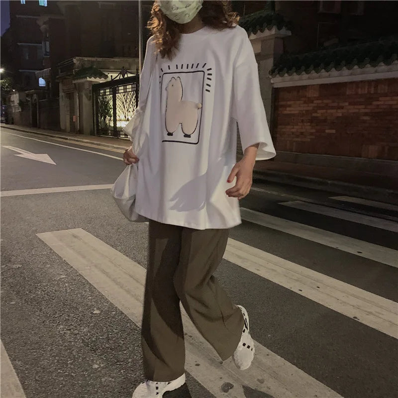 Baggy All-match T-shirts Women Casual Summer Korean Fashion