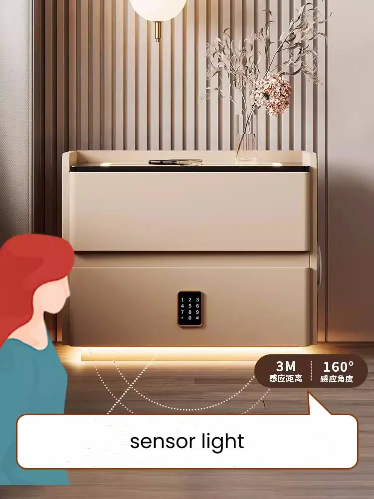Smart Solid Wood Nightstand with Wireless Charging