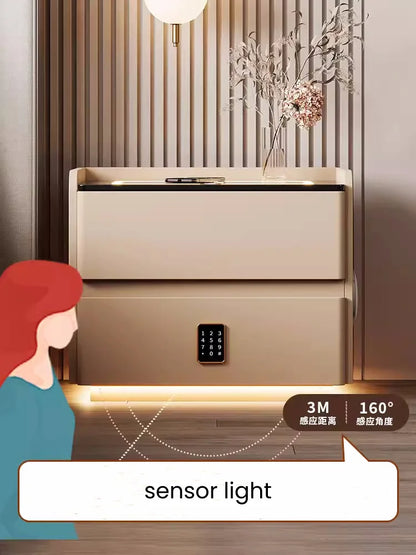 Smart Solid Wood Nightstand with Wireless Charging