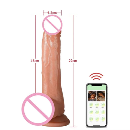 Realistic Dildo Vibrator Telescopic Female APP Remotely Controlled