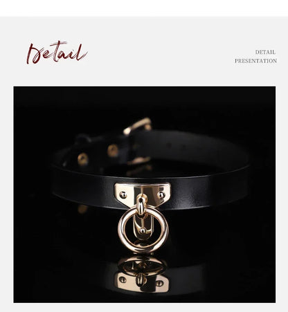 Adult Games Genuine Leather Series Slave Bed Neck Restraint Belt Strap