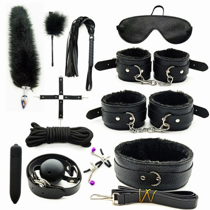 Sex Products BDSM Bondage Set Handcuffs Anal plug Tail