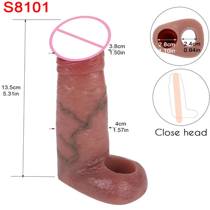 5 Styles Adult Men Penis Sleeve With Anti-drop Silicone Dick Extender