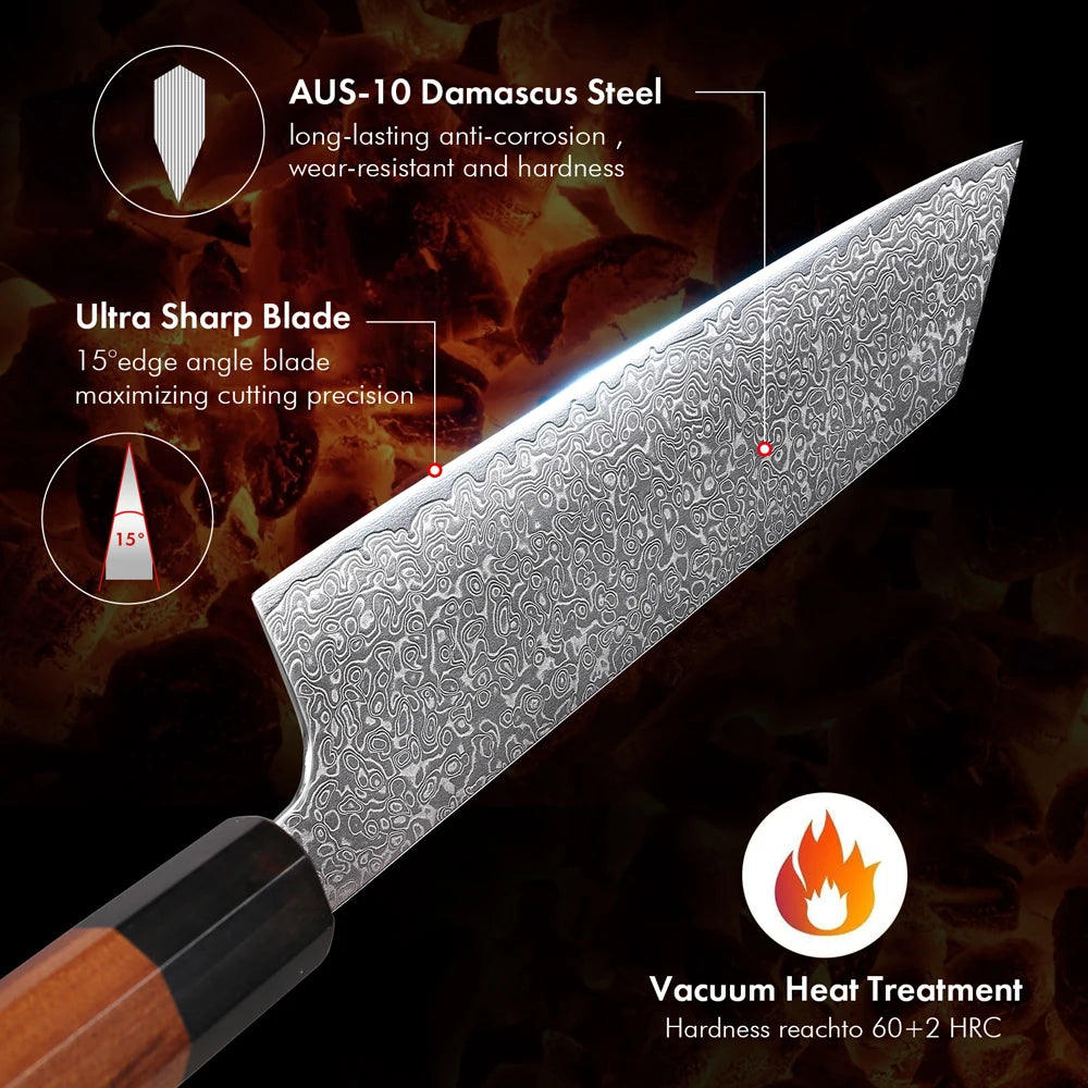 F.YOUNG 8.2" Japanese Kiritsuke Knife - 67-Layer Damascus Steel Professional Chef Knife