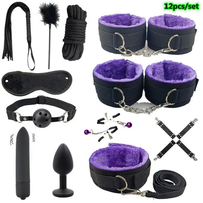 Sex Products BDSM Bondage Set Handcuffs Anal plug Tail