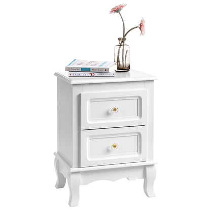 VASAGLE bedside table, each with 2 drawers, pine legs, 2 pieces