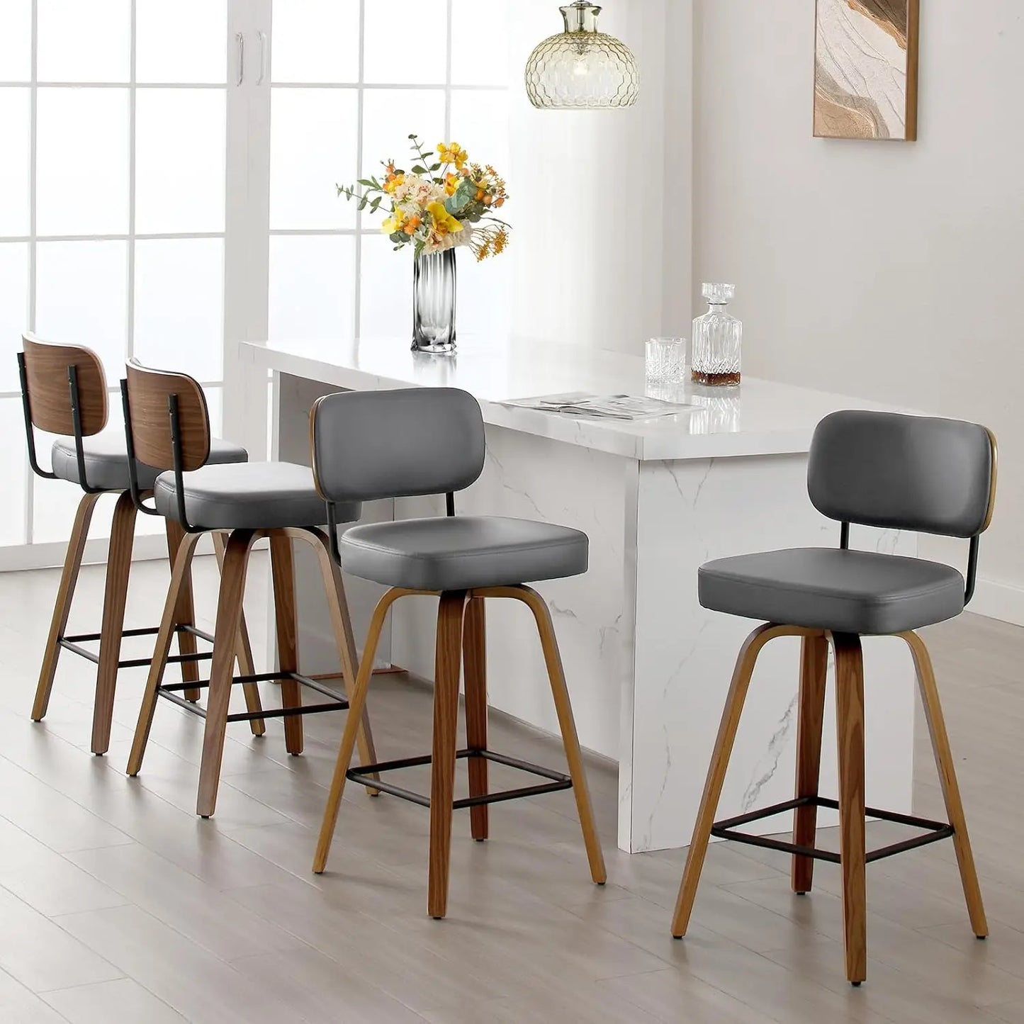 GUANGBAI Swivel Counter Height Bar Stools Set of 4