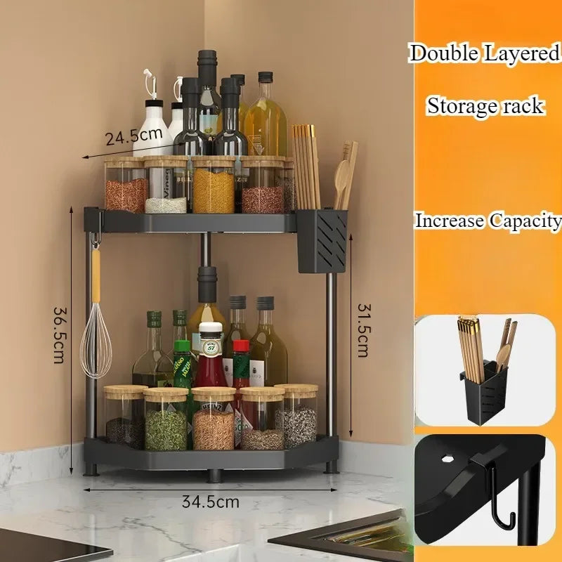 Kitchen Seasoning Shelf Spice Countertop Corner Stands Multi-layer Storage