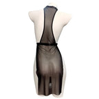 See-through Erotic Lingerie Teddy Underwear Baby Doll Dress For Women Black Lace Deep V Open Crotch Porno Costumes Bodysuit 18