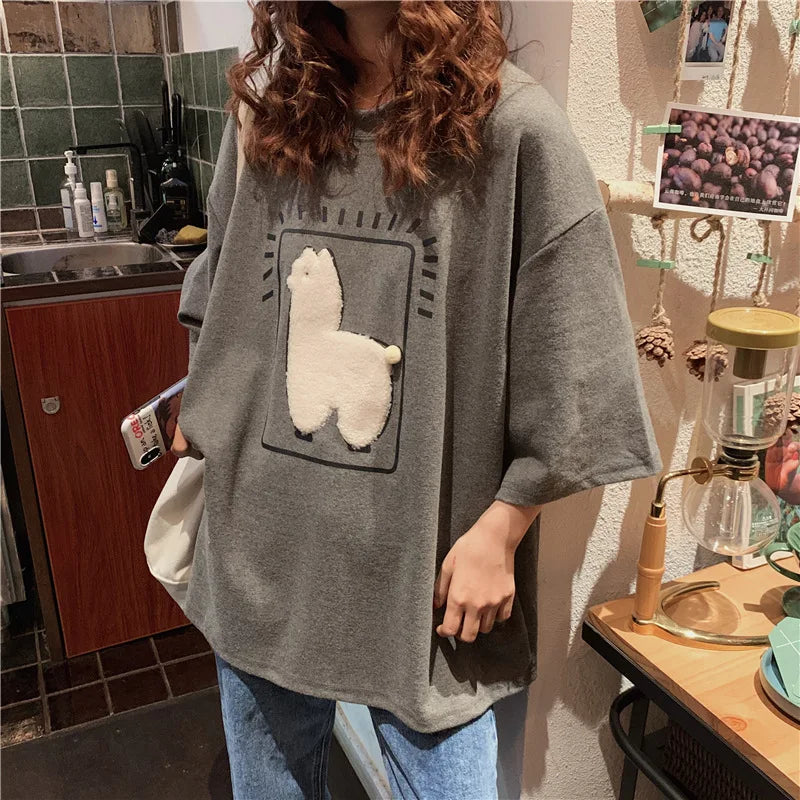 Baggy All-match T-shirts Women Casual Summer Korean Fashion