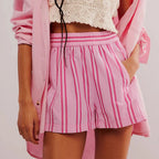 Women Striped Elastic Waist Shorts The Max Mall