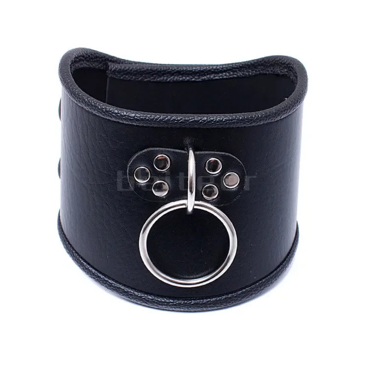 PU Leather Locking Posture Collar Bondage Straighten Up Master  sex toy