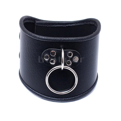 PU Leather Locking Posture Collar Bondage Straighten Up Master  sex toy