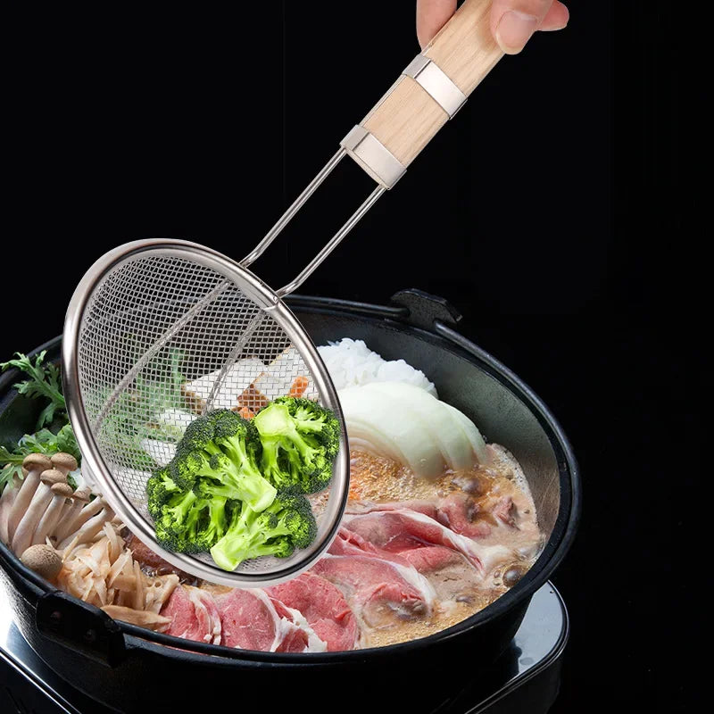 Multi Specification Stainless Steel Wooden Handle Mesh Colander