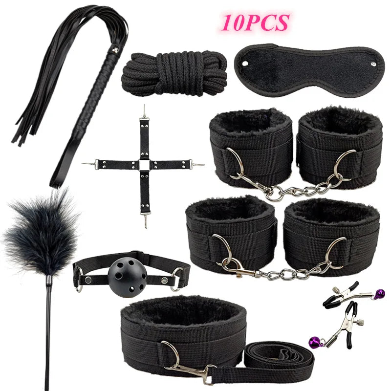 Sex Products BDSM Bondage Set Handcuffs Anal plug Tail