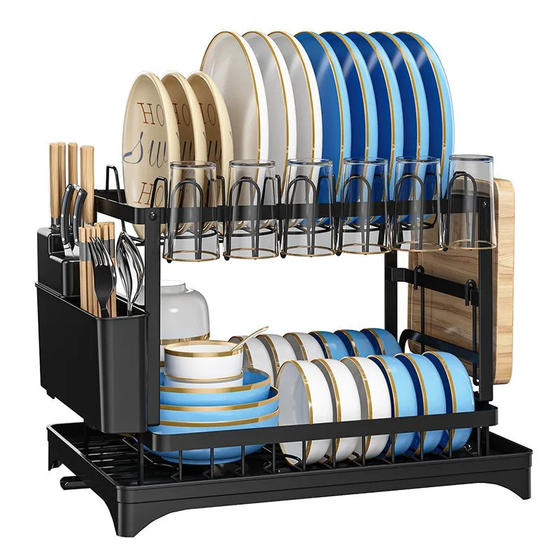 Kitchen Dish Rack with Utensil Storage
