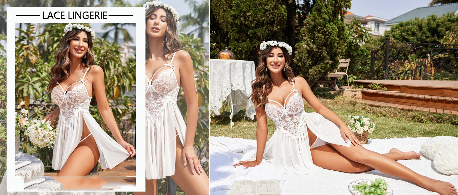 Elegant Lace Babydoll Nightgown