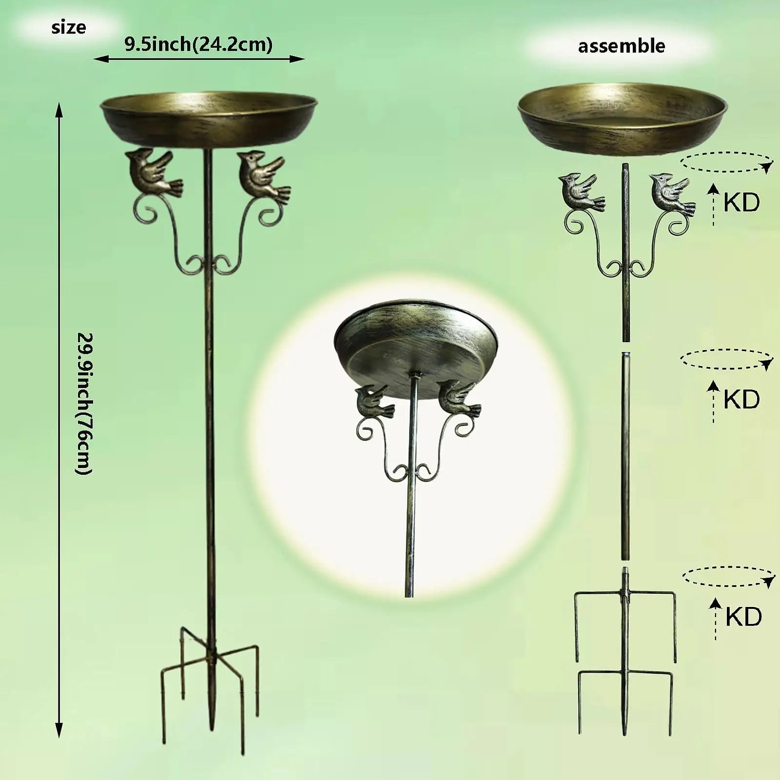 Metal Bird Bath - Vintage 5-Prong Base Iron Pedestal The Max Mall