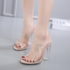 Thick Heel Open Toe Sandals - Apricot PU The Max Mall