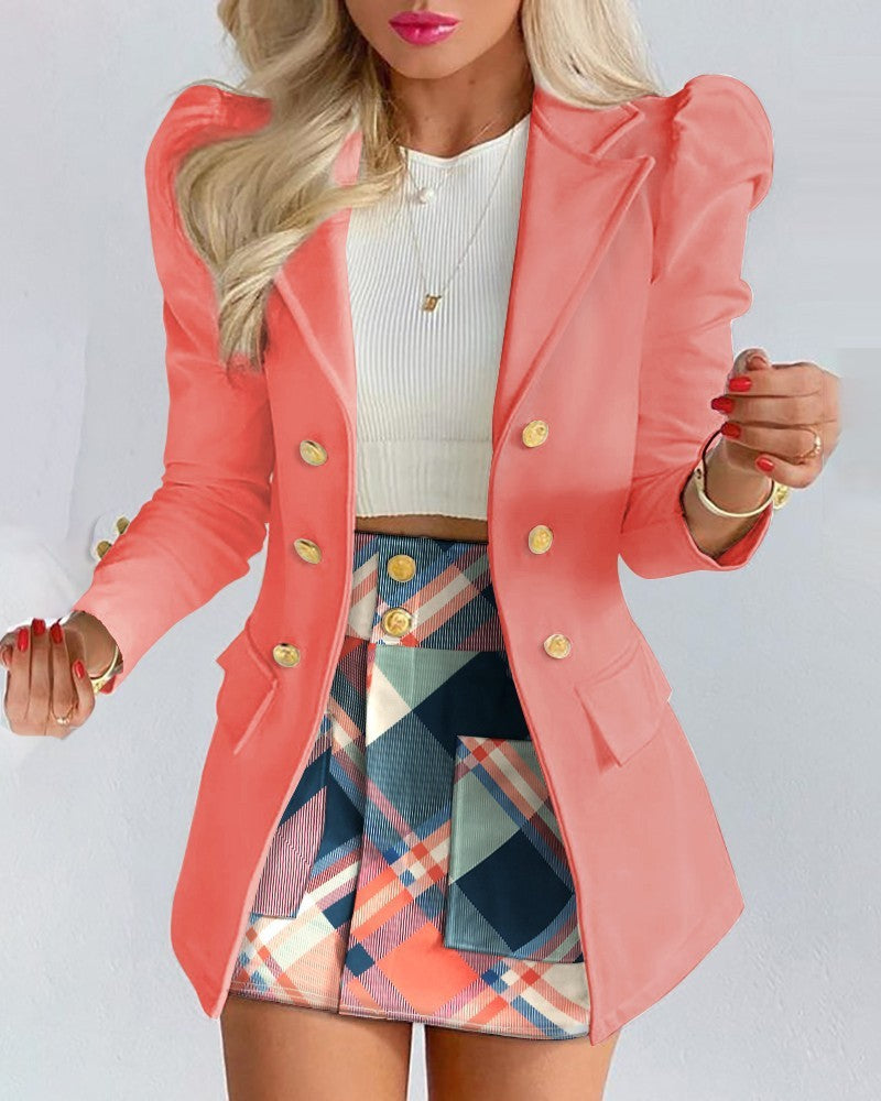 Women's Polyester Print Skirt Suit Set