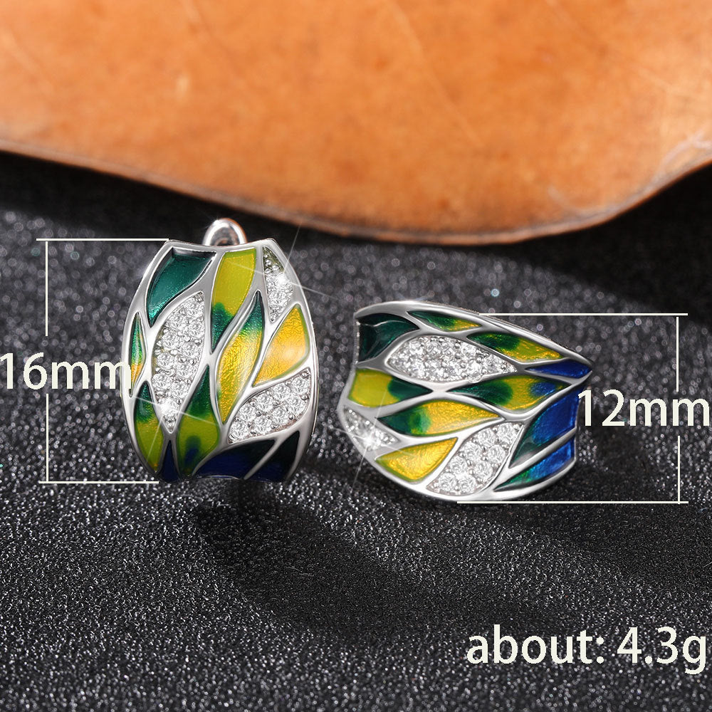 Dripping Oil Leaf Pastoral Earrings