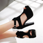 Roman Style Suede Sandals - Fish Mouth The Max Mall