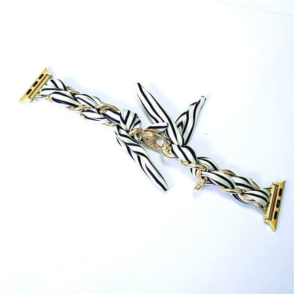Silk Scarf Metal Watch Strap