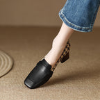 Chunky Heel Square Toe Shoes - Cloth The Max Mall