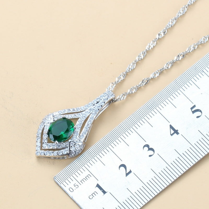 Diamond Treatment Mixed Gem Water Wave Chain Jewelry Set