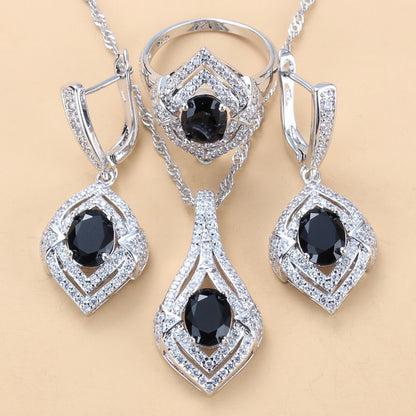Diamond Treatment Mixed Gem Water Wave Chain Jewelry Set