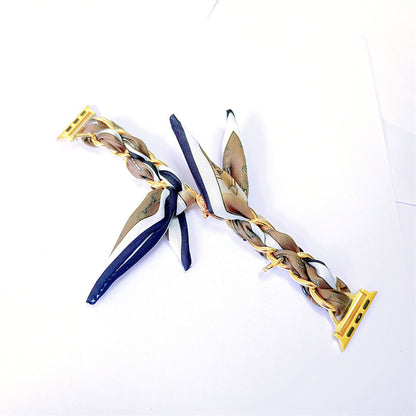Silk Scarf Metal Watch Strap