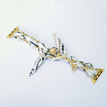 Silk Scarf Metal Watch Strap