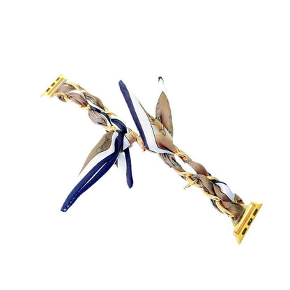 Silk Scarf Metal Watch Strap