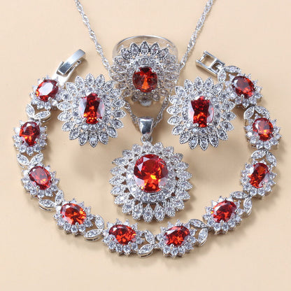 Copper Gem Jewelry Set - 4 Piece Water Wave
