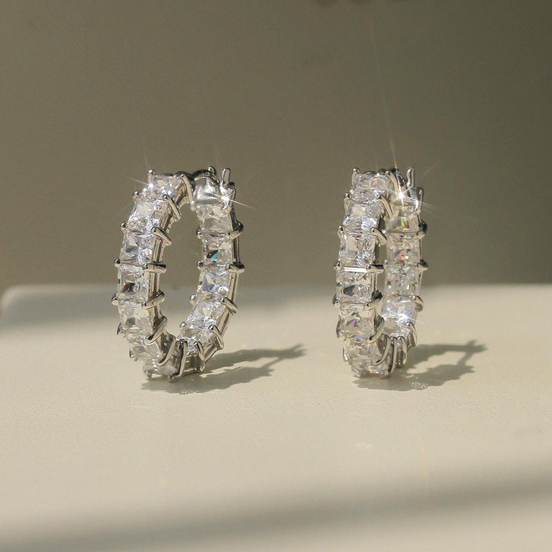 Natural Copper Zircon Circle Earrings