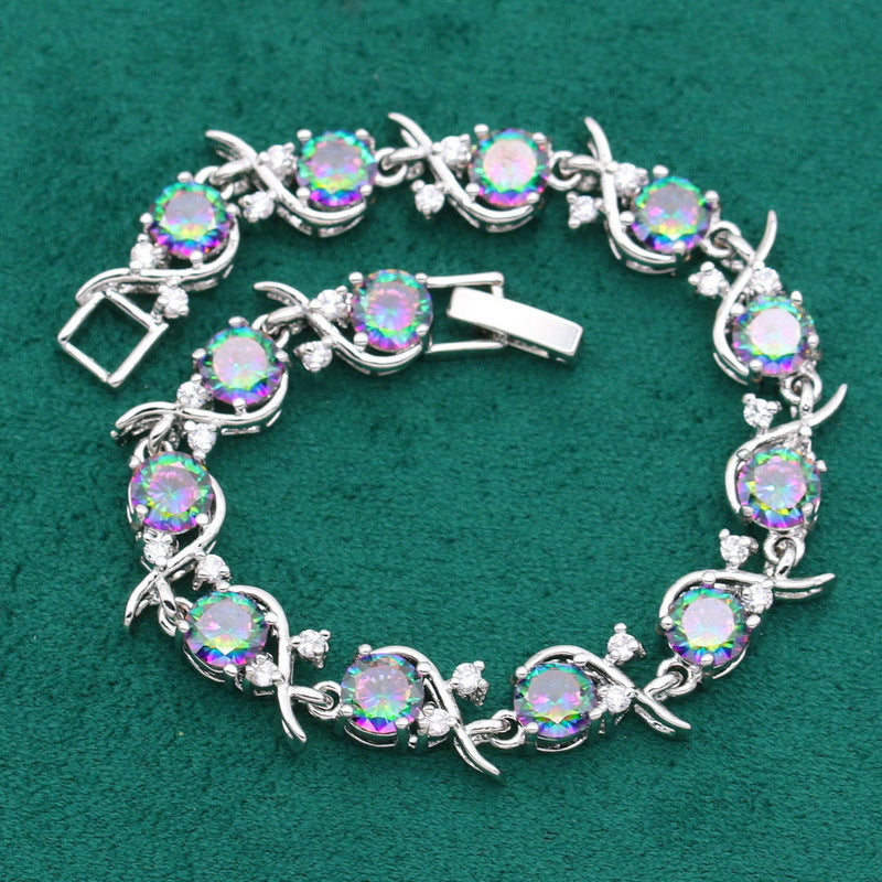 Retro Zircon Jewelry Set - 4 Piece Collection