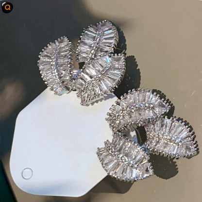 Zircon Leaf Geometric Niche Earrings