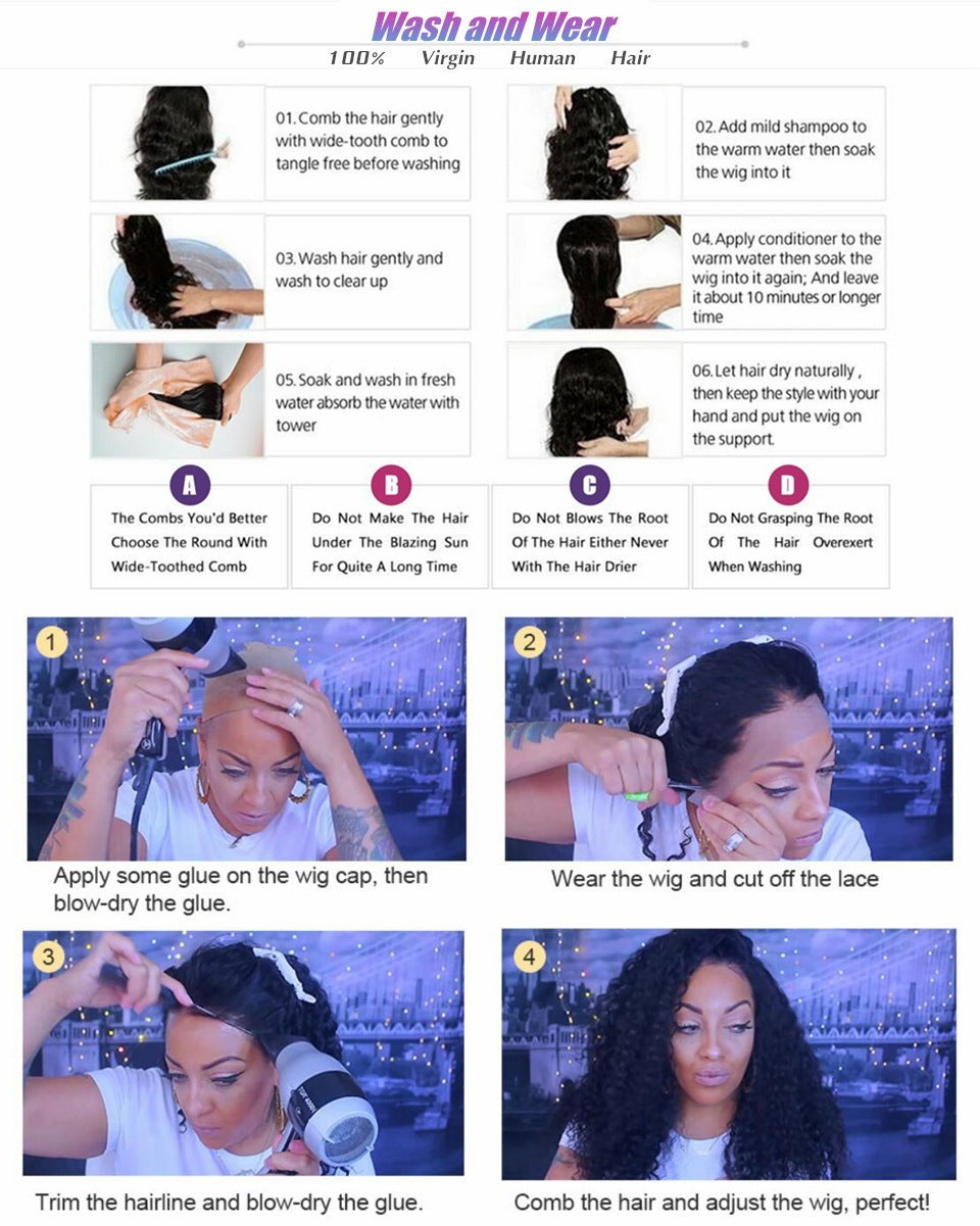 Real Human Hair Medium Long Wig