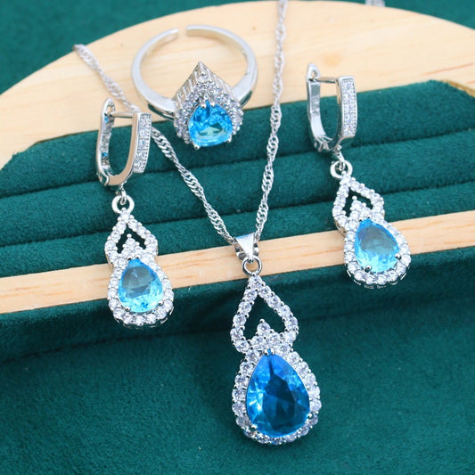 Copper Zircon Jewelry Set - 3 Pieces