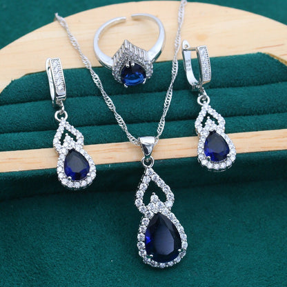 Copper Zircon Jewelry Set - 3 Pieces