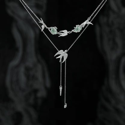 925 Silver Bird Necklace - Cross Chain