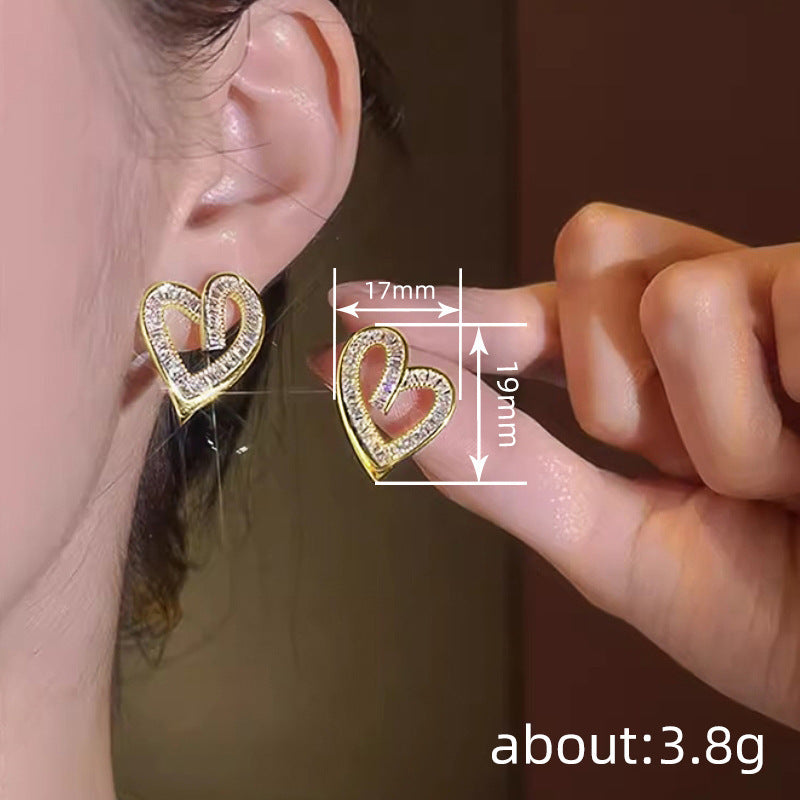 Zircon Heart Shape Pastoral Earrings