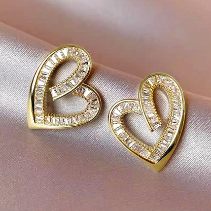 Zircon Heart Shape Pastoral Earrings