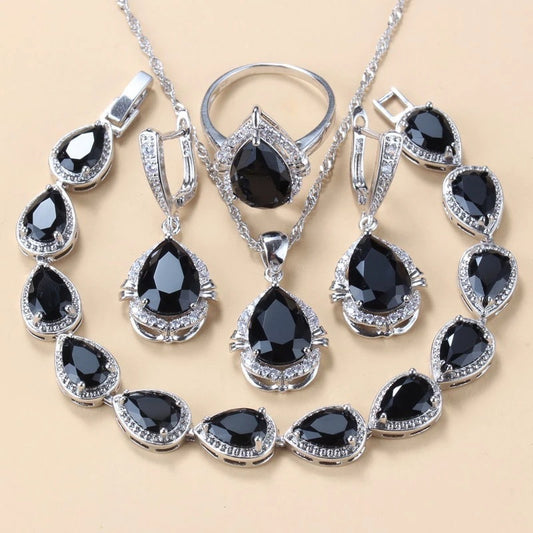 Diamond Treated Copper Jewelry Set - 4 Piece