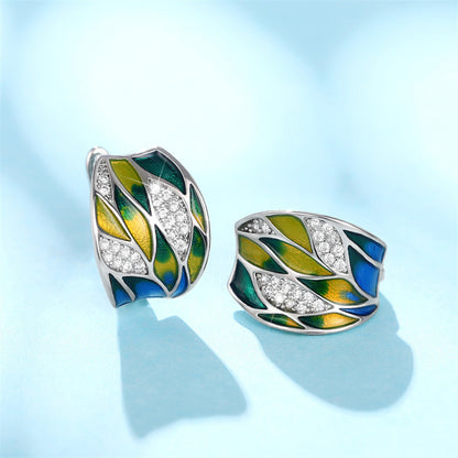 Dripping Oil Leaf Pastoral Earrings