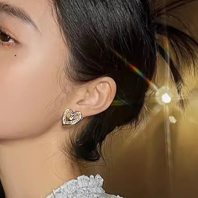 Zircon Heart Shape Pastoral Earrings
