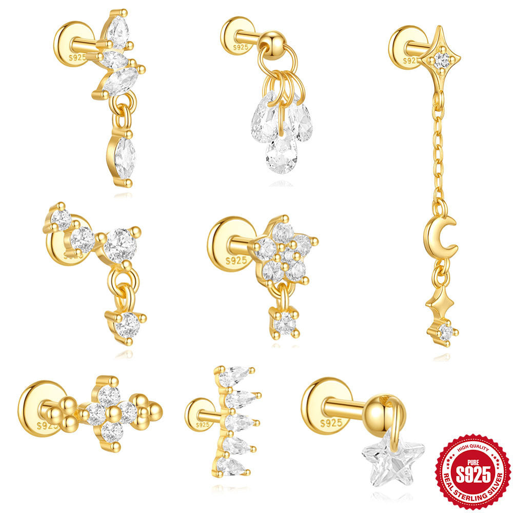 S925 Sterling Silver Geometric Earrings The Max Mall