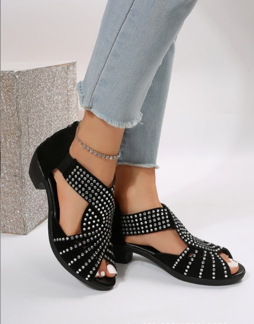 Black Artificial PU Sandals