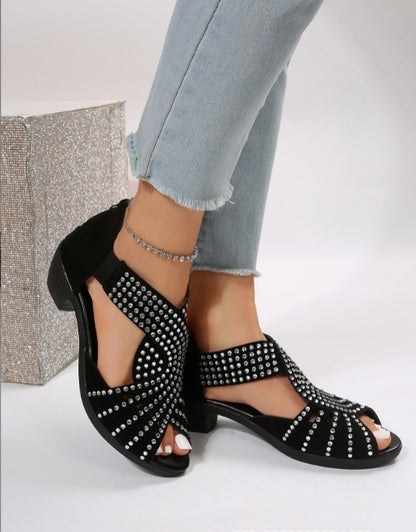 Black Artificial PU Sandals